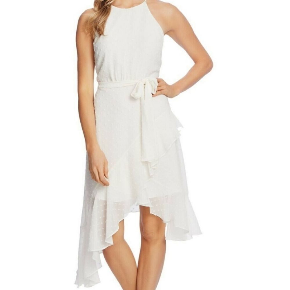 CeCe Cascade Ruffle Sleeveless Halter Dress